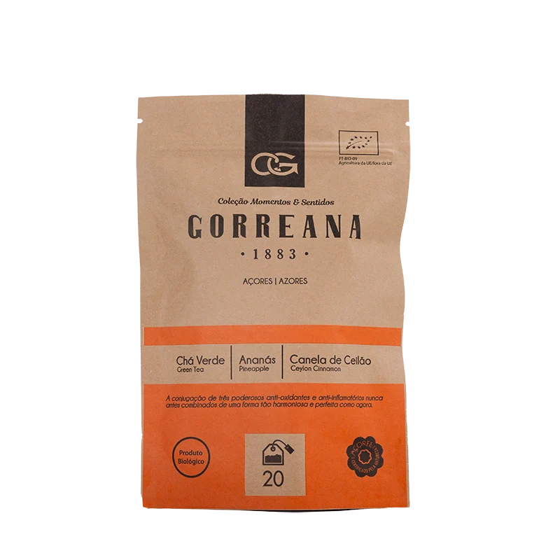 Gorreana Grüner Hysson Tee mit Ananas und Ceylon-Zimt (40g - 20 Teebeutel)
