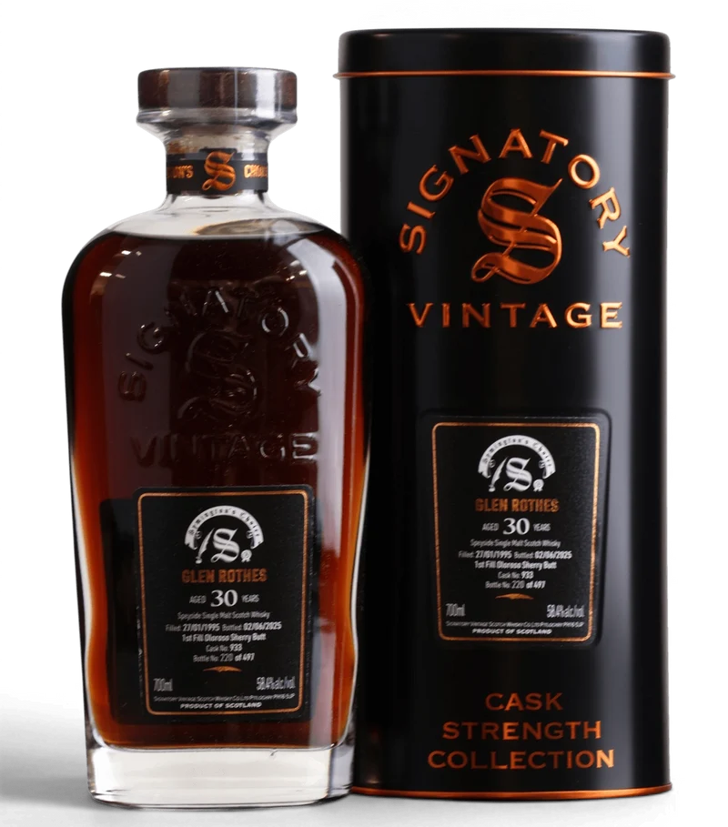 Glenrothes 30 Year Old 1995 Signatory Vintage Symington’s Choice Cask Strength Single Malt Scotch Whisky 70cl 58.4%