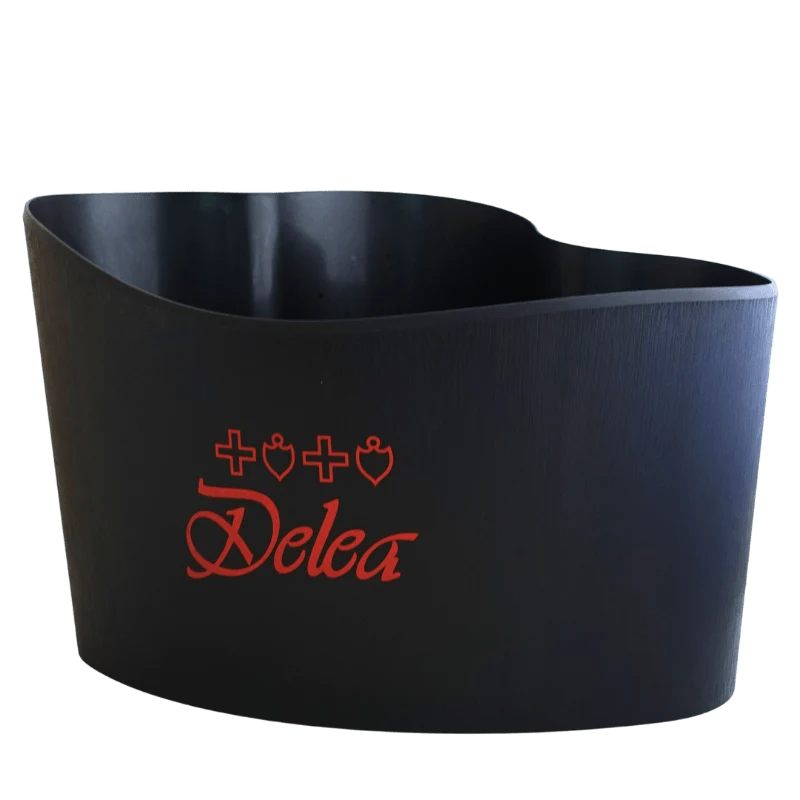 Schwarzer Sektkühler mit Delea-Logo