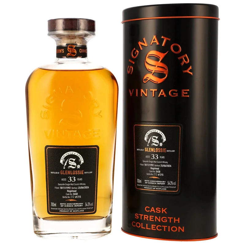 Glenlossie 33 Jahre 1992/2026 - Signatory Vintage - Hogshead - #3458 54,3% 0,7l