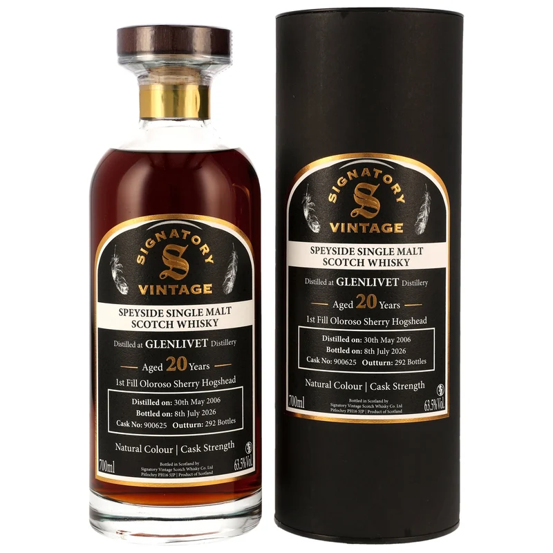 Glenlivet 20 Jahre Signatory Vintage 1st Fill Oloroso Sherry Hogshead 63,5% 0,7l