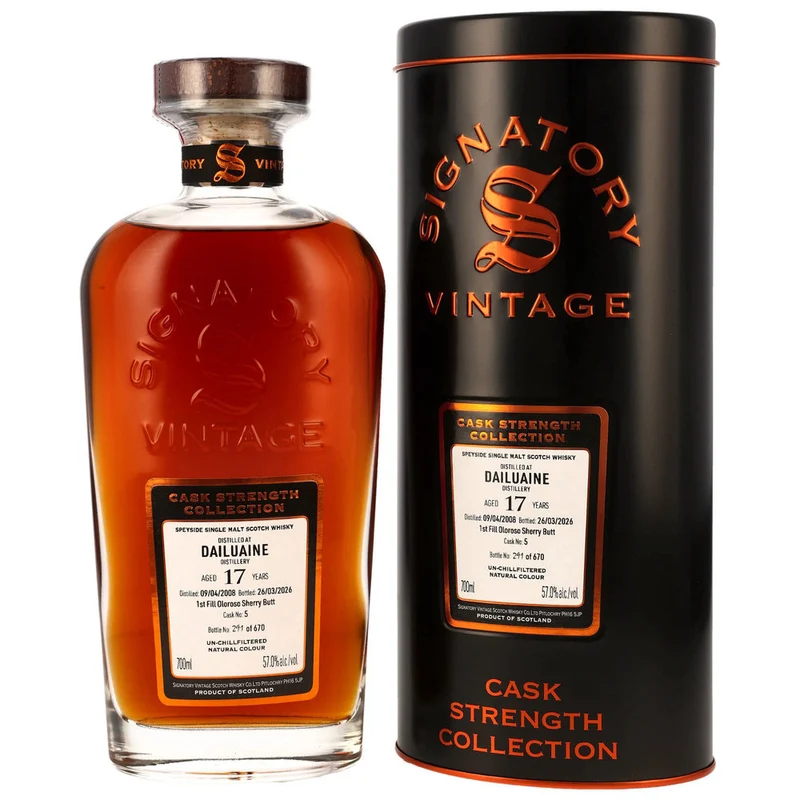 Dailuaine 17 Jahre 2008/2026 - Signatory Vintage - 1st Fill Oloroso Sherry Butt - #5 57,0% 0,7l