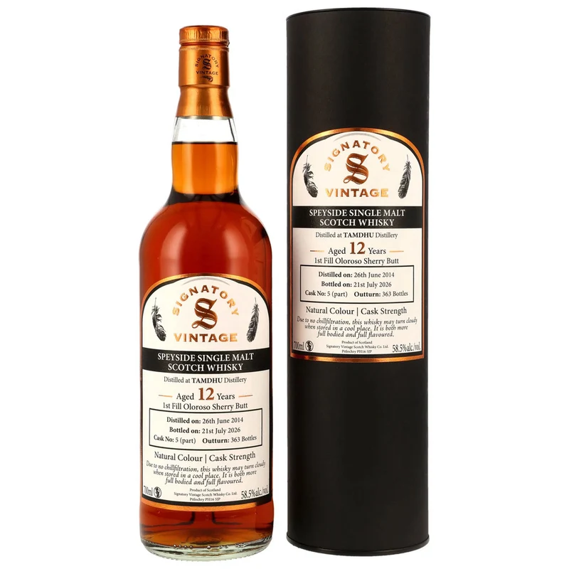 Tamdhu 12 Jahre 2014/2026 - Signatory Vintage - 1st Fill Oloroso Sherry Butt - #5 58,5% 0,7l