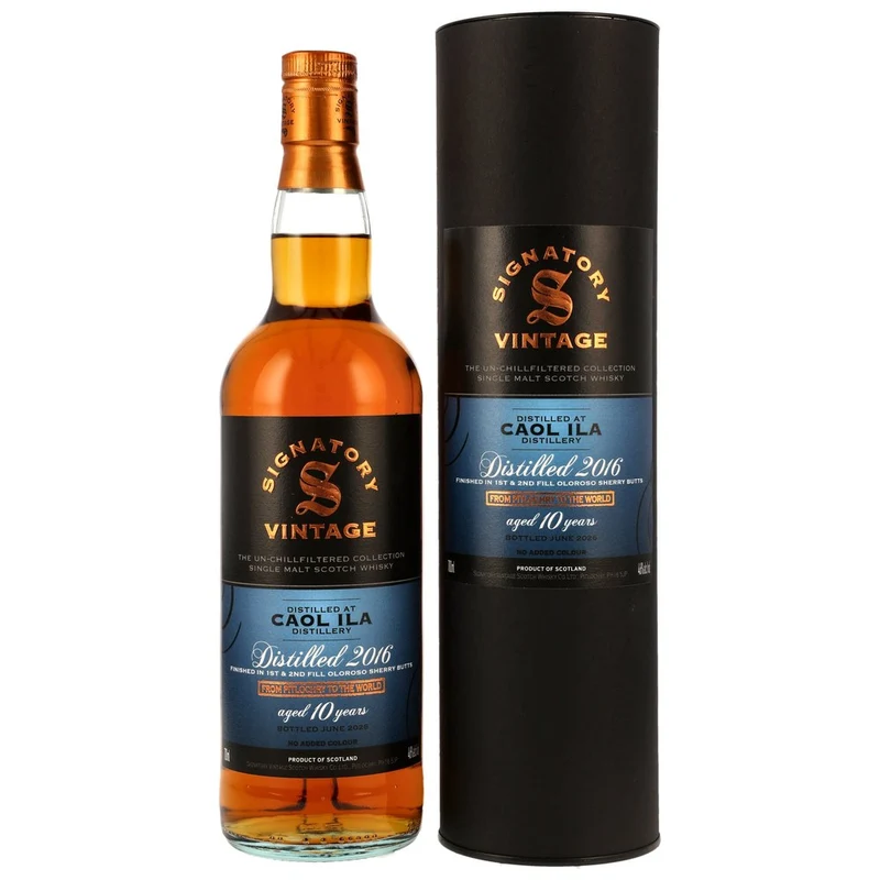 Caol Ila 10 Jahre 2016/2026 Un-Chillfiltered Collection - Signatory Vintage - 1st and 2nd Fill Oloroso Sherry Butts 46,0% 0,7l