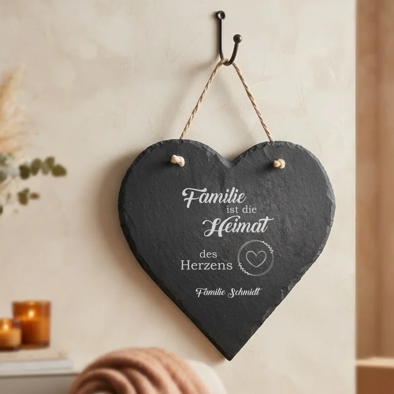 Schieferherz als Geschenk für Freunde mit Wunschtext graviert