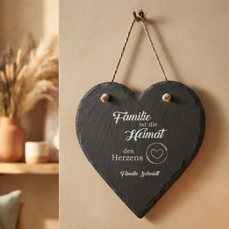 Schieferherz als Geschenk für Freunde mit Wunschtext graviert