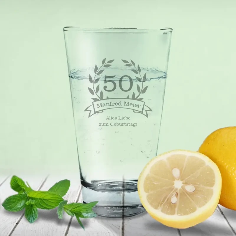 Graviertes Trinkglas / Saftglas von Leonardo zum Geburtstag
