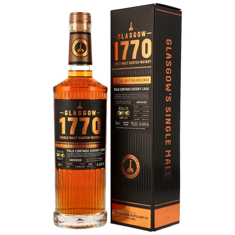 Glasgow 1770 9 Jahre 2017/2026 - Kirsch 50th Anniversary - Palo Cortado Sherry Cask #17/228 - 58,9% 0,7l
