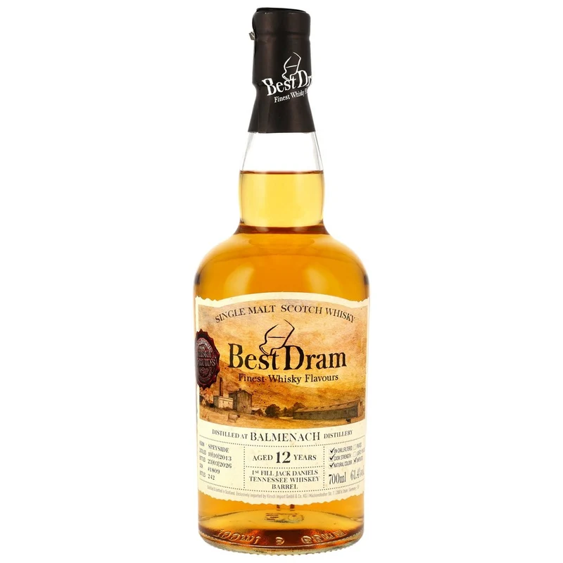 Balmenach 12 Jahre 2013/2026 1st Fill Jack Daniels Tennessee Whiskey Barrel #1809 Best Dram 61,4% 0,7l