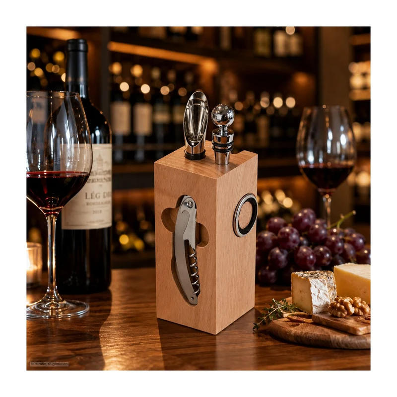 Buche-Block mit Wein – Getränke-Geschenkset