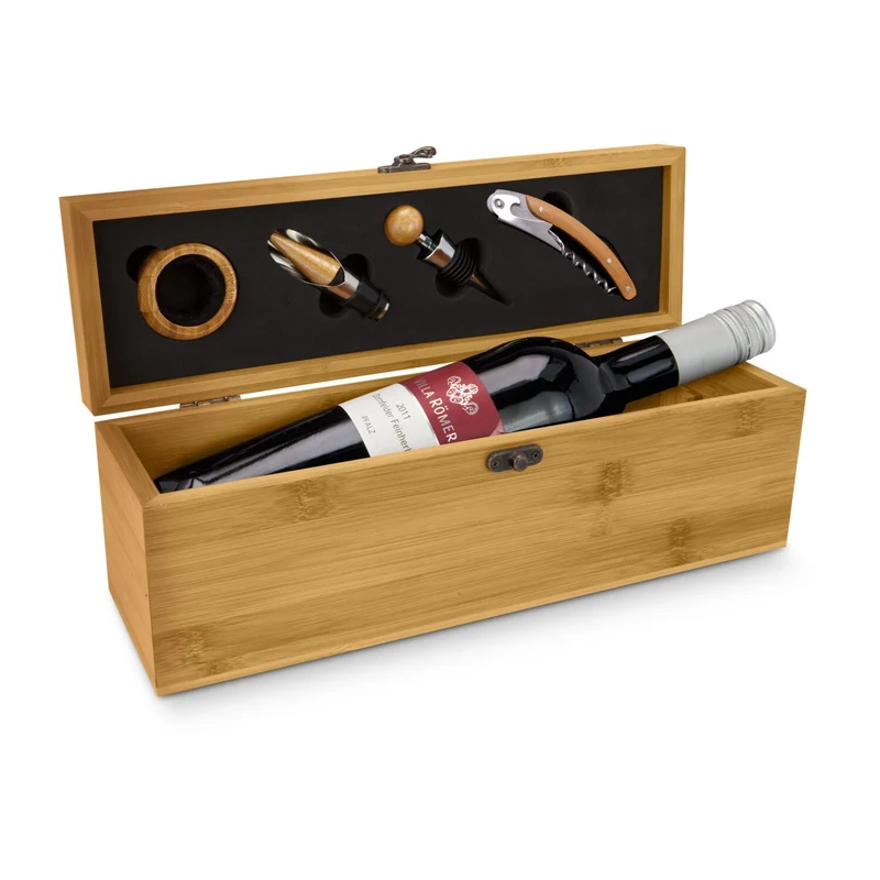 Wein in Bambuskiste – Getränke-Geschenkset