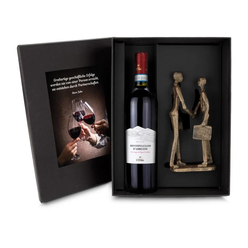 Die Figur – Partnerschafts-Skulptur & Rotwein Montepulciano als Geschenk