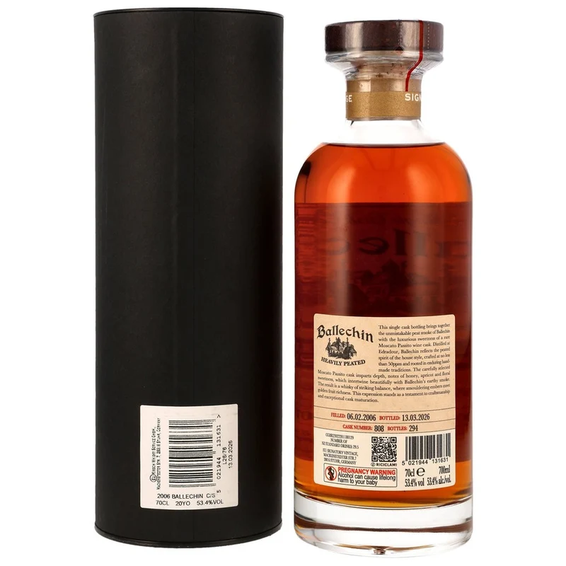 Ballechin 20 Jahre 2006/2026 1st Fill Moscato Passito Wine Cask #808 - SV Ibisco 53,4% 0,7l