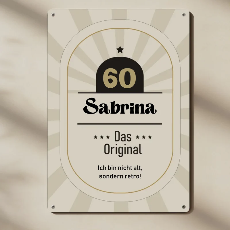 Bedrucktes Blechschild Retro als Geschenk zum Geburtstag