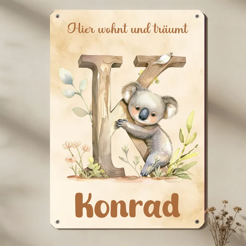 Blechschild für dein Kinderzimmer mit Name bedruckt
