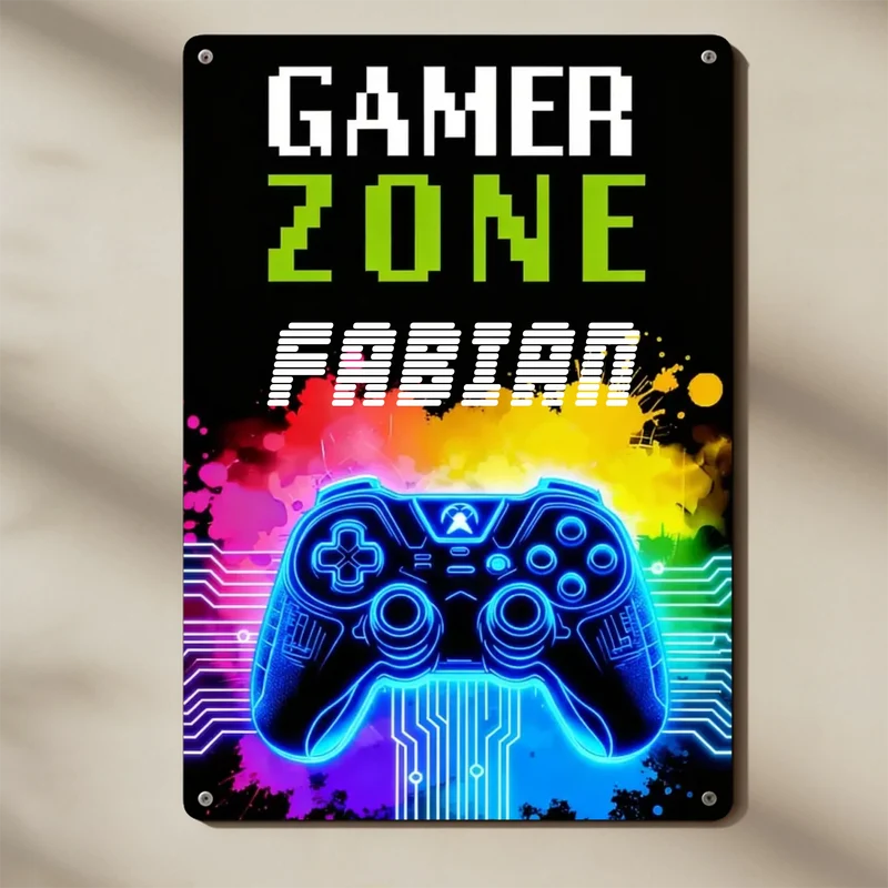 Gaming Metallschild | Türschild | Blechschild bedruckt mit deinem Namen