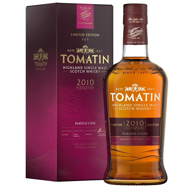 Whisky Tomatin Highland Single Malt 12 Jahre alt 2010 Italienische Kollektion Barolo-Fass