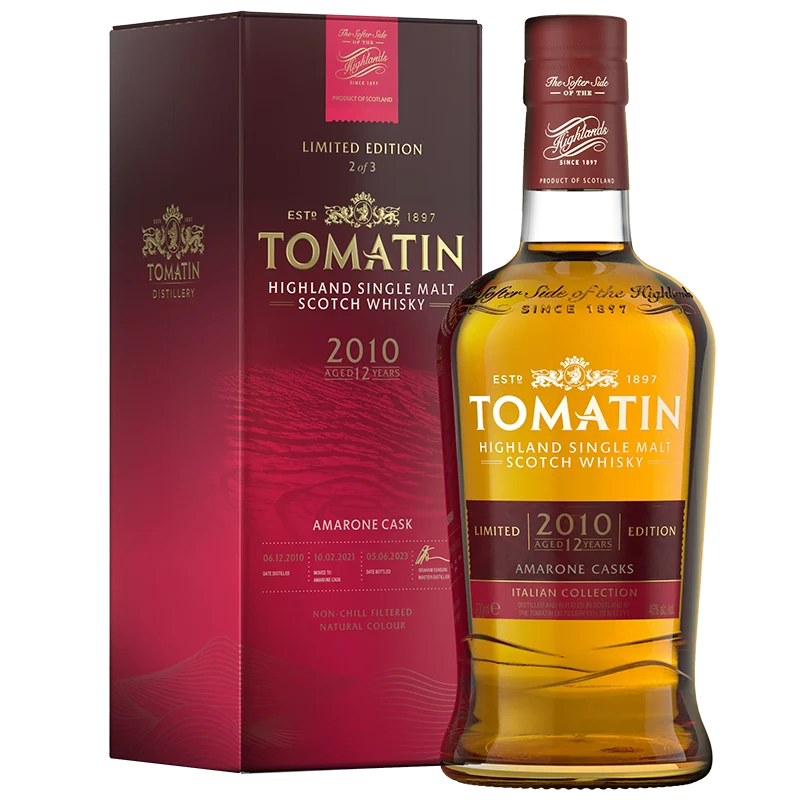 Whisky Tomatin Highland Single Malt 12 Jahre alt 2010 Italienische Kollektion Amarone-Fass