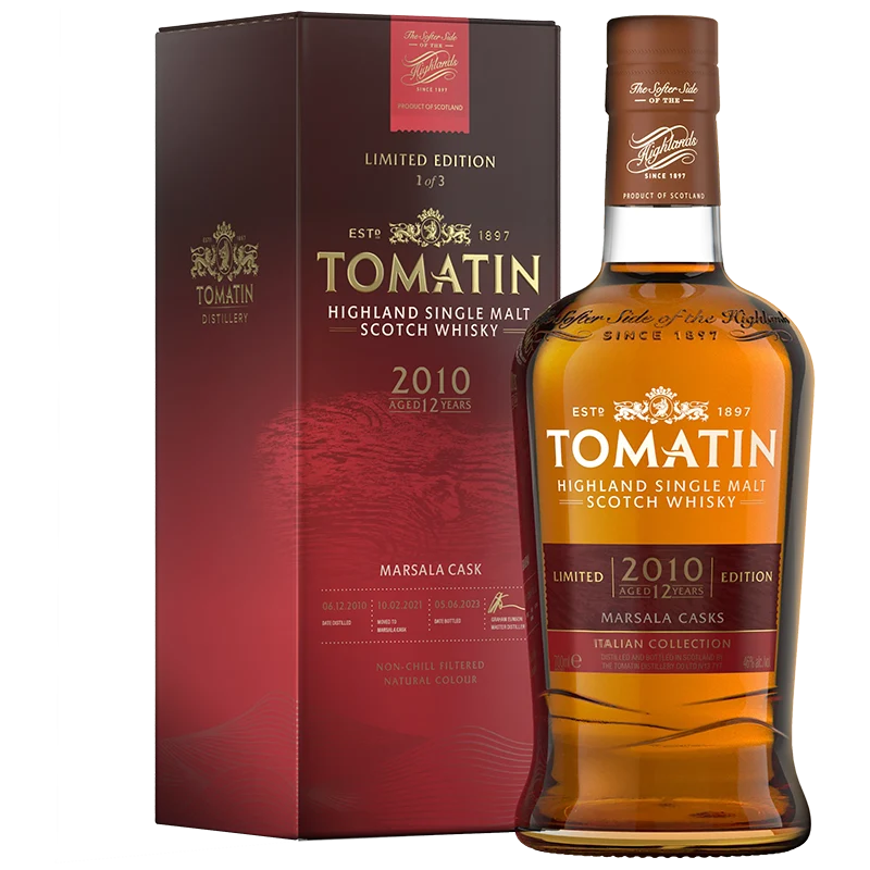 Whisky Tomatin Highland Single Malt 12 Jahre alt 2010 Italienische Kollektion Marsala-Fass