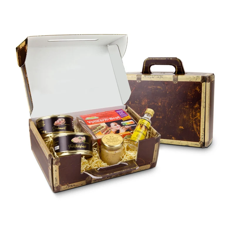 Gefüllter Reisekoffer – Feinkost-Geschenkset