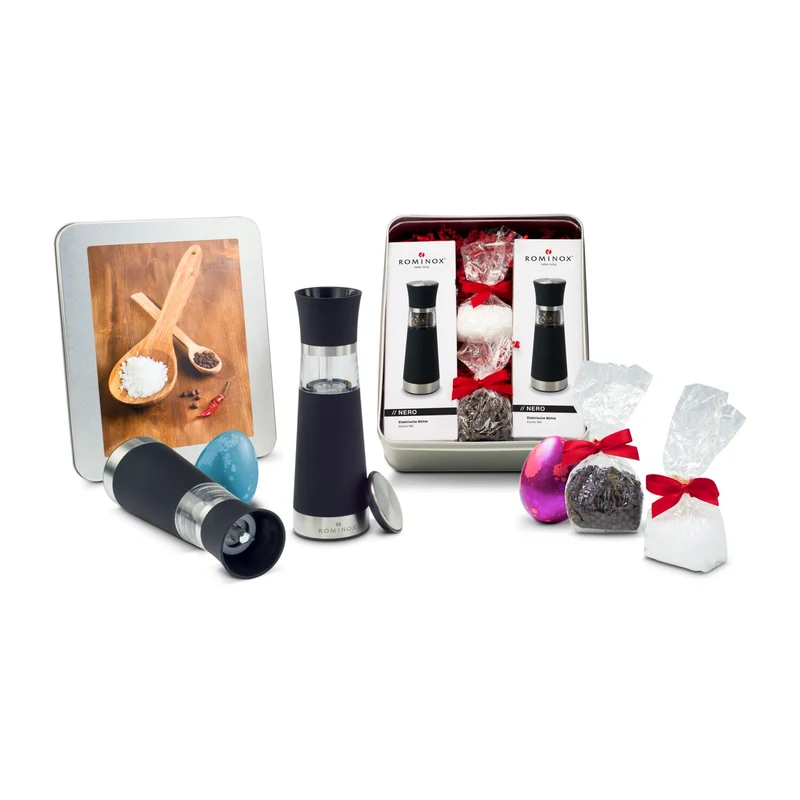Oster-Salz- & Pfeffermühlen Set - in Silberdose – Feinkost-Geschenkset