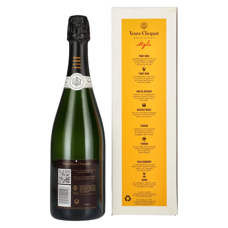 Veuve Clicquot Champagne DEMI-SEC 12% Vol. 0,75l in Geschenkbox