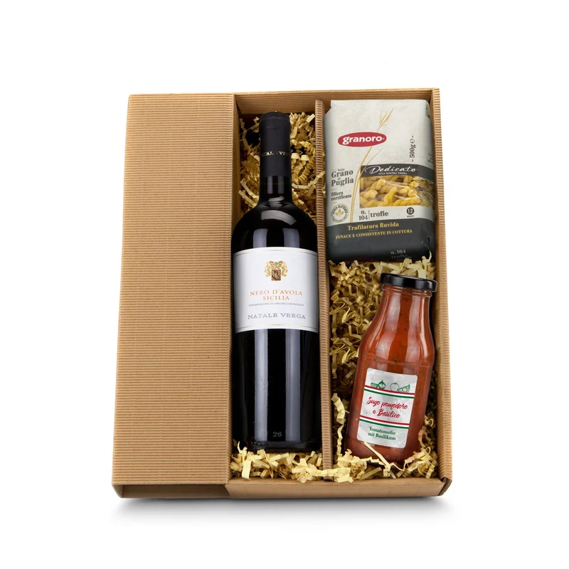 Italien-Urlaub – Geschenkset mit Rotwein, Pasta & Sugo