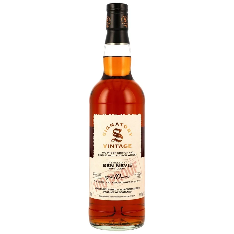 Ben Nevis 10 Jahre 2015/2026 Oloroso Sherry Butts Finish - Signatory 100 PROOF Edition #80 57,1% 0,7l