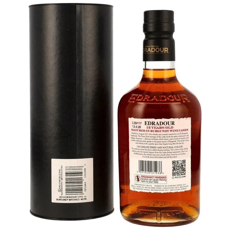 Edradour 12 Jahre 2013/2026 1st Fill Burgundy Wine Casks - Small Batch 46,0% 0,7l