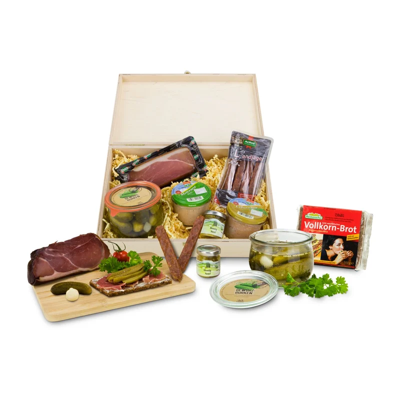 Herzhafte Kiste – Feinkost-Geschenkset