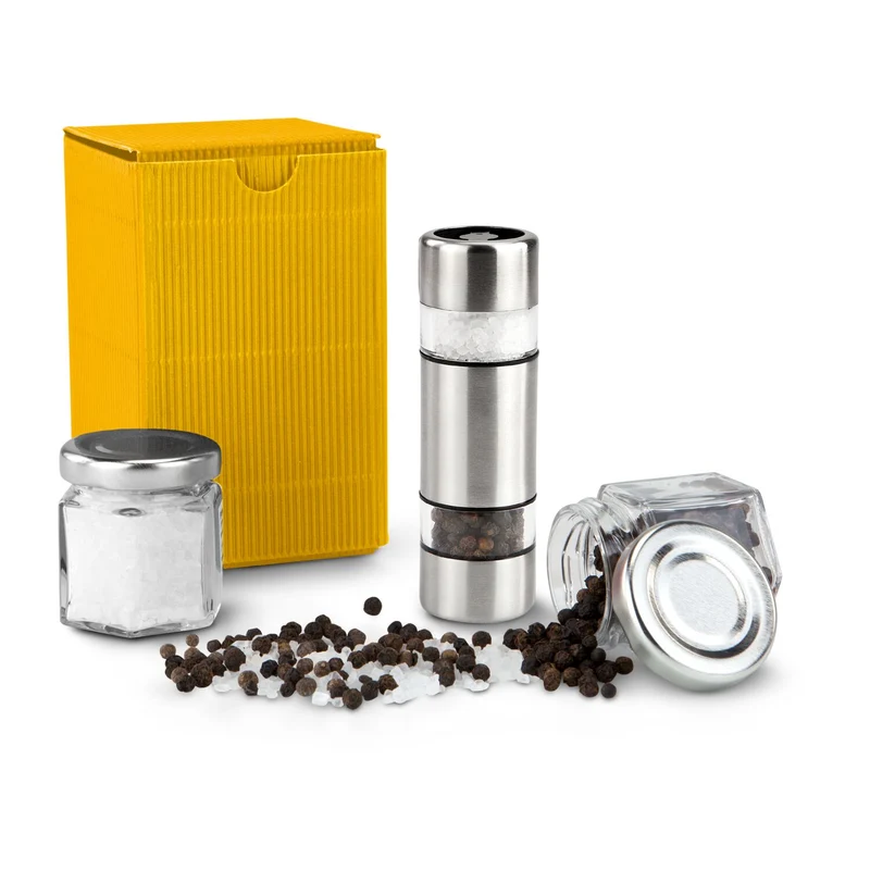 Salz & Pfeffer im Miniformat, gelbe Verpackung – Feinkost-Geschenkset