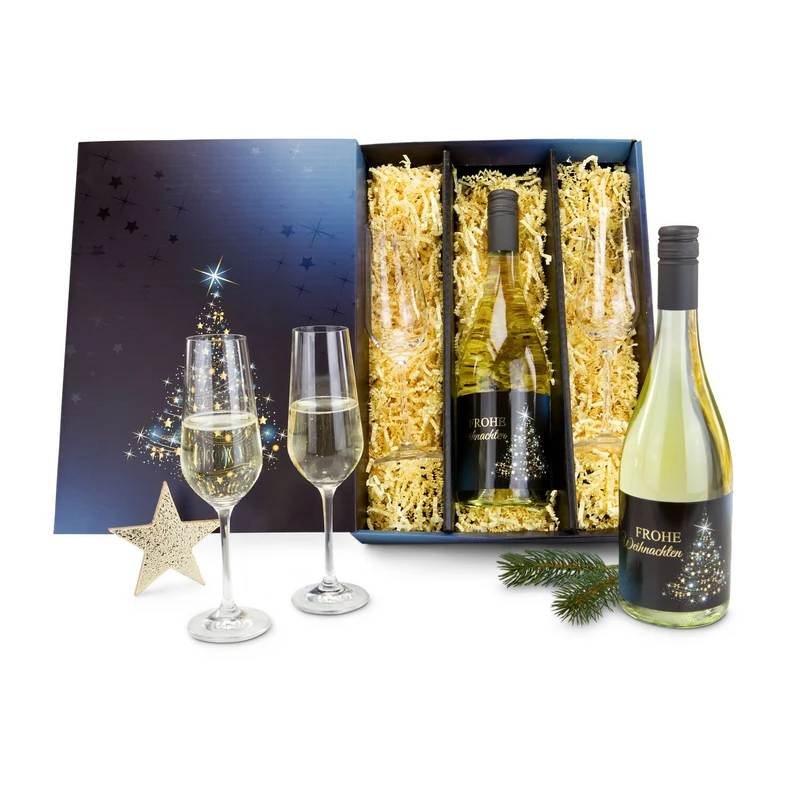 Weihnachts-Secco – Geschenkset mit Secco & 2 Gläsern