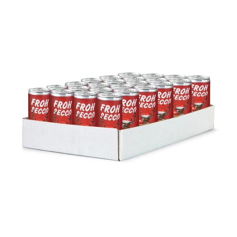 FROHSECCO Elch (rot) - 24 x Promo Secco 0,2 l, Slimlinedose – Geschenkset