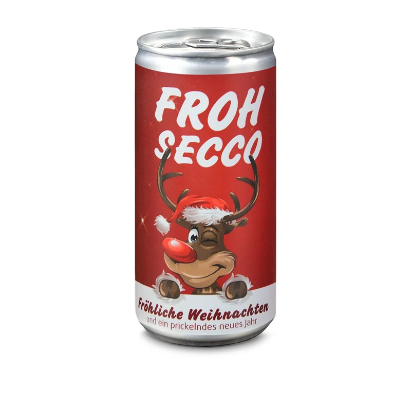FROHSECCO Elch (rot) - 24 x Promo Secco 0,2 l, Slimlinedose – Geschenkset