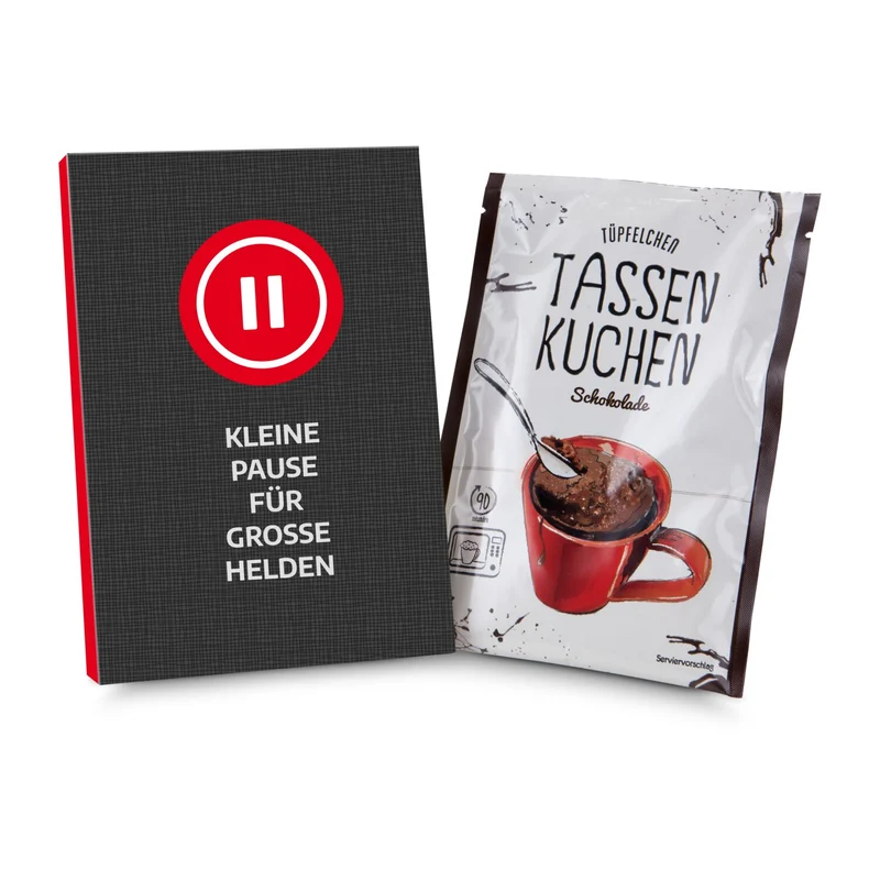 Tassenkuchen Schokolade 70 g, kleine Pause im Home-Office – Geschenkset