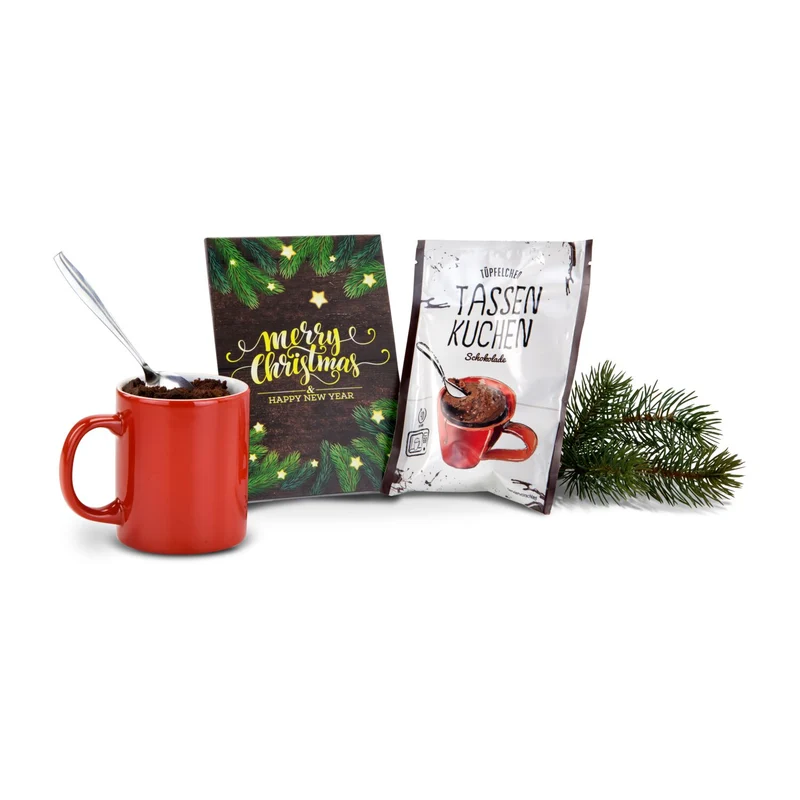 Tassenkuchen Schokolade 70 g, Merry Christmas – Geschenkset