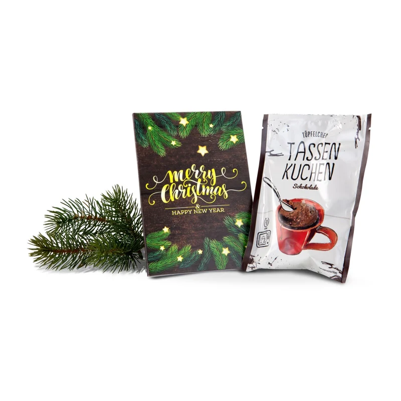 Tassenkuchen Schokolade 70 g, Merry Christmas – Geschenkset
