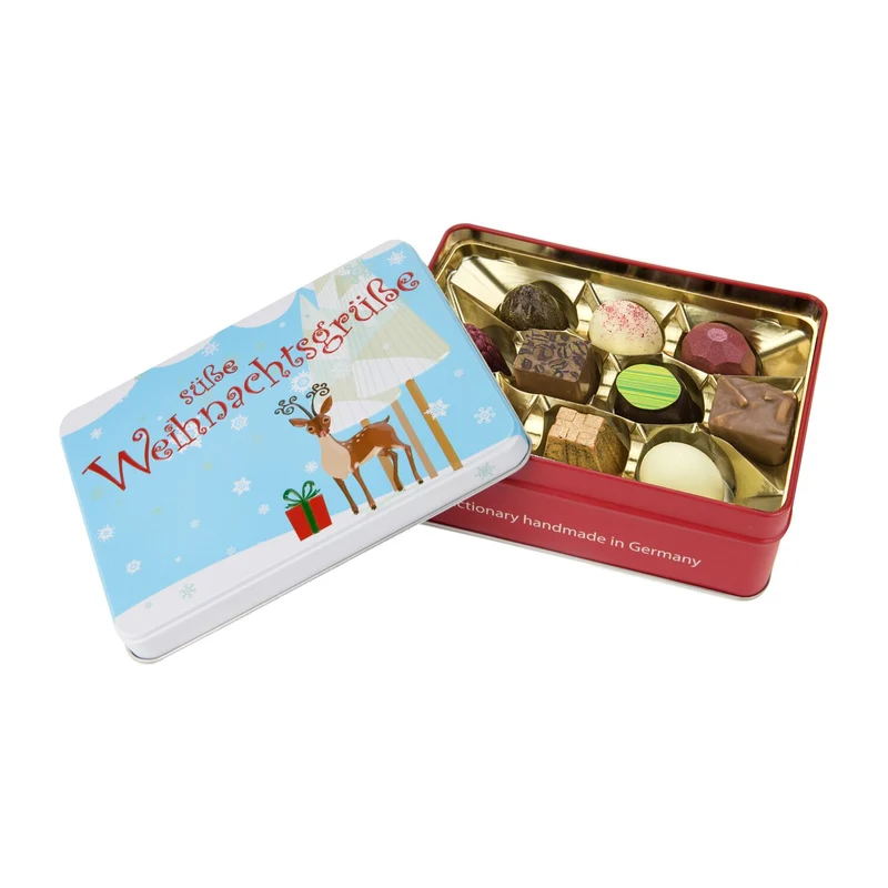Süße Weihnachtsgrüße - Pralinendose mit 125 g – Geschenkset