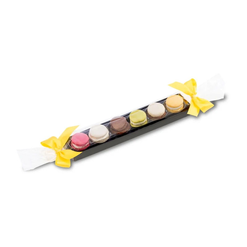 Macaron-Stange mit Schleifen - sechs bunte Macarons (60 g) – Geschenkset