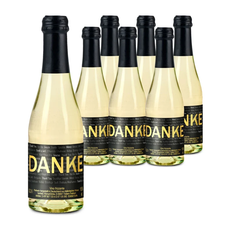 6x Danke Secco Flaschen, 0,2 l – Geschenkset