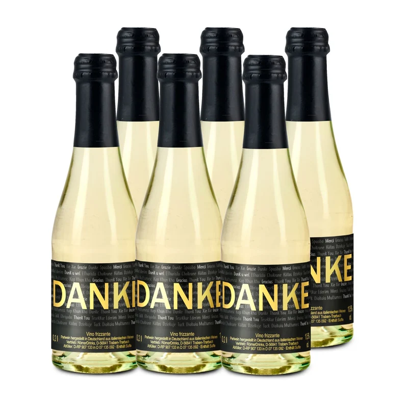 6x Danke Secco Flaschen, 0,2 l – Geschenkset