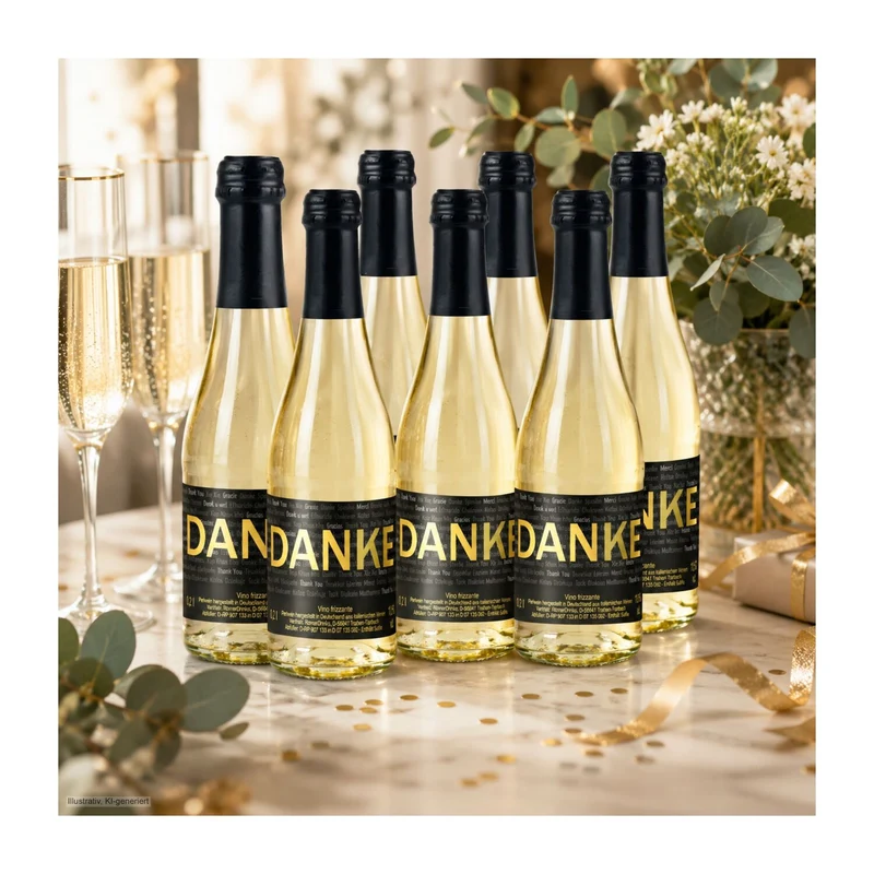 6x Danke Secco Flaschen, 0,2 l – Geschenkset