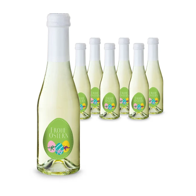 Oster-Piccolo - 6 x Secco Piccolo 0,2 l - Flasche klar – Geschenkset