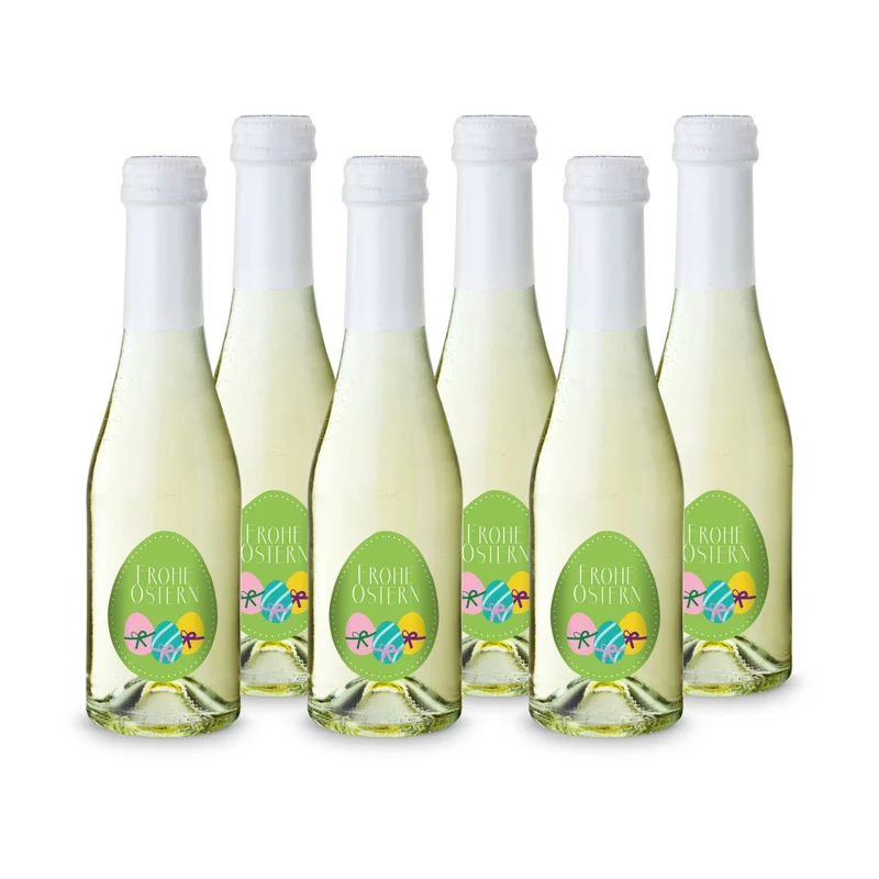 Oster-Piccolo - 6 x Secco Piccolo 0,2 l - Flasche klar – Geschenkset