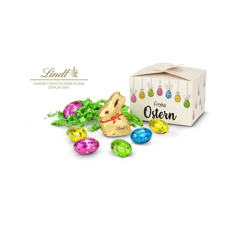 Buntes Lindt Osternest - Osterhase mit 6 Eiern – Geschenkset