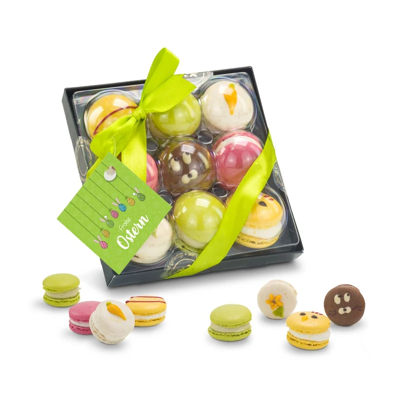 Bunte Oster-Macarons, 90 g – Geschenkset