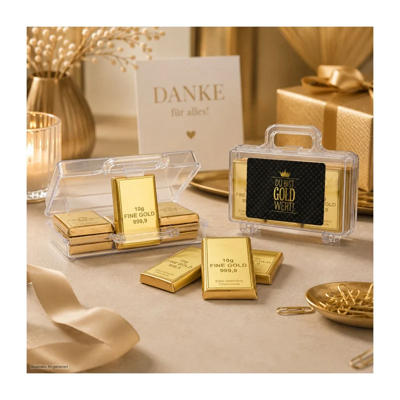 Du bist Gold wert - Goldkoffer mit 12 Goldbarren – Geschenkset