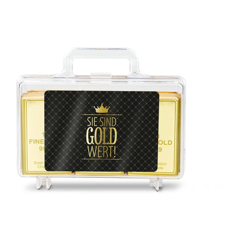 Sie sind Gold wert - Goldkoffer mit 12 Goldbarren – Geschenkset
