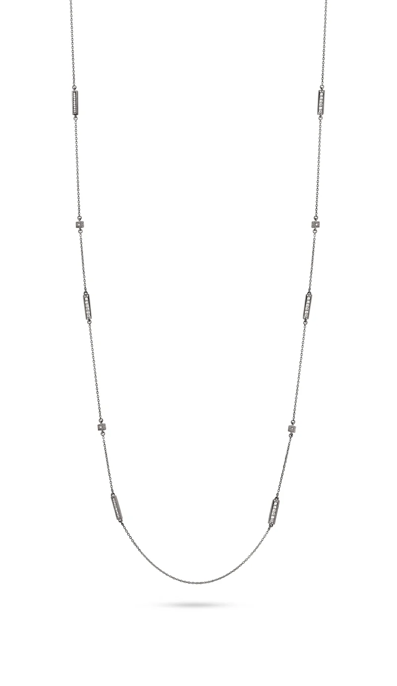 BLOCK NECKLACE BW CZ