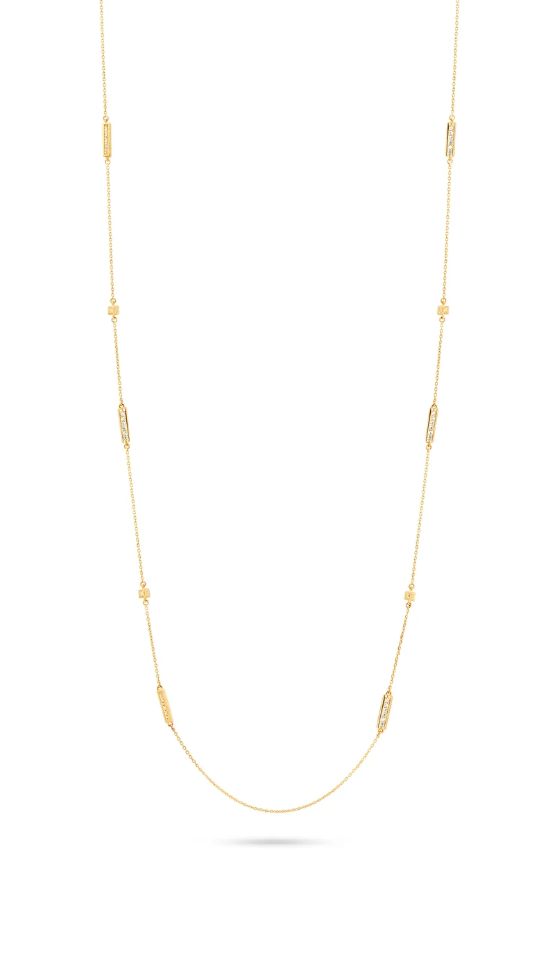 BLOCK NECKLACE GP CZ